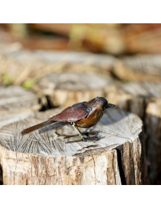 Petit oiseau brut en métal recyclé deco jardin
