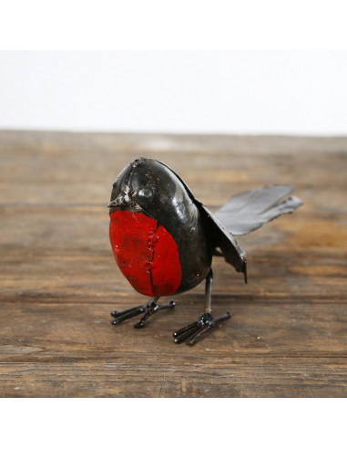 Rouge Gorge en métal recyclé brut deco jardin