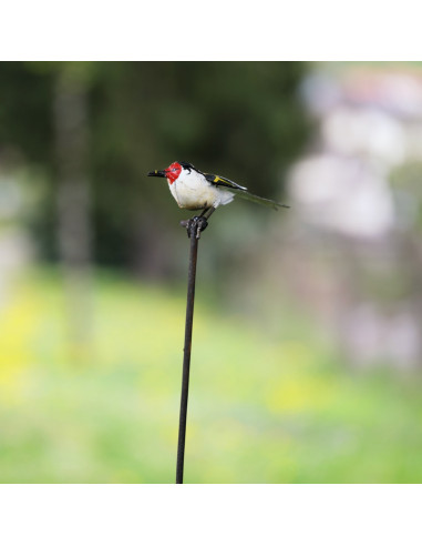 Tuteur Chardonneret Élégant en métal recyclé deco jardin