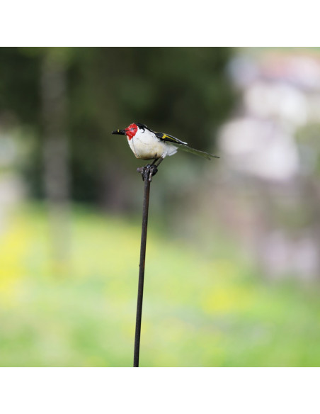 Tuteur Chardonneret Élégant en métal recyclé deco jardin