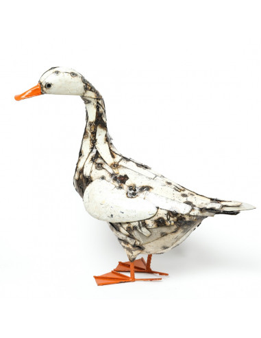 Oie blanche en métal recyclé moyen modèle deco jardin