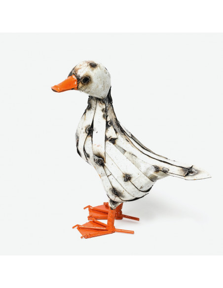 Oie blanche en métal recyclé petit modèle deco jardin