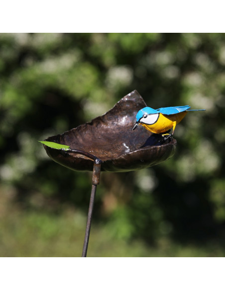 Tuteur mangeoire mésange bleue-Mangeoire oiseaux sur pied