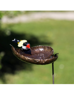 Tuteur mangeoire chardonneret élégant en métal recyclé deco jardin 2