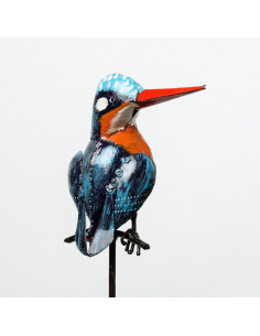 Tuteur Martin pêcheur métal recyclé deco jardin 2