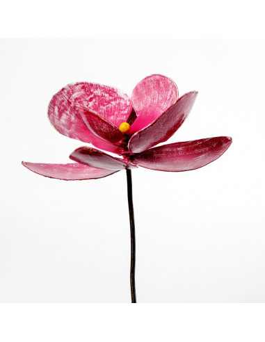 Fleur d'hibiscus en métal recyclé peint (petit modèle)-Tuteurs fleurs