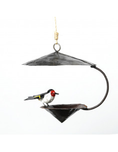 Mangeoire conique Chardonneret Elégant en métal recyclé deco jardin
