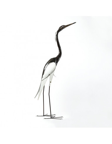 Héron blanc métal recyclé - 135 cm-Héron et grands oiseaux
