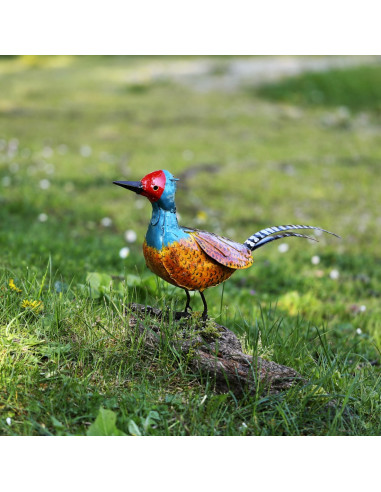 Faisan en métal recyclé peint deco jardin Faisan en métal recyclé peint deco jardin