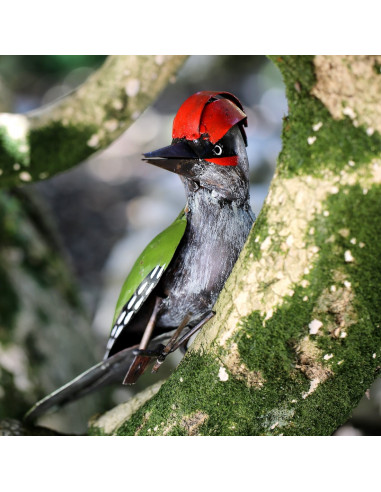 Pic-vert en métal recyclé à accrocher grand modèle deco jardin Pic-vert en métal recyclé à accrocher grand modèle deco jardin