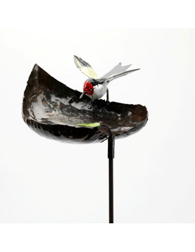 Tuteur Mangeoire coeur chardonneret élégant aux ailes ouvertes-Mangeoire oiseaux sur pied