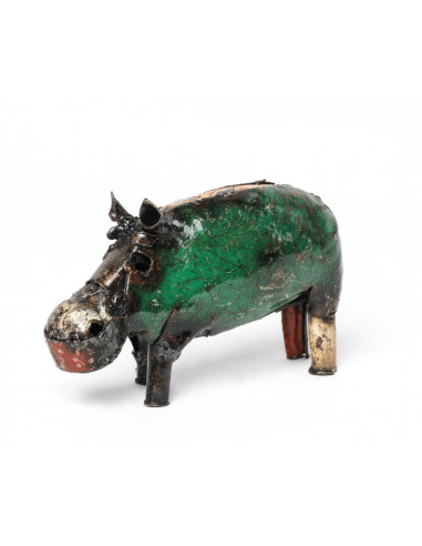 hippopotame en métal recyclé-Animaux du monde