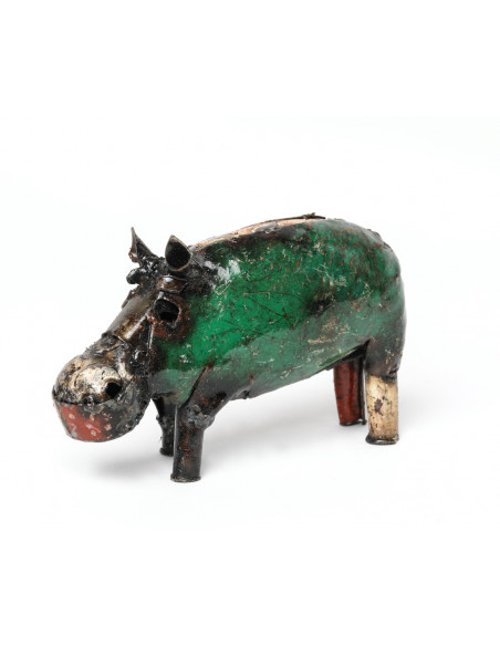 hippopotame en métal recyclé deco jardin