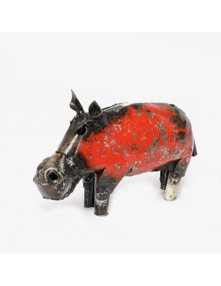 hippopotame en métal recyclé deco jardin