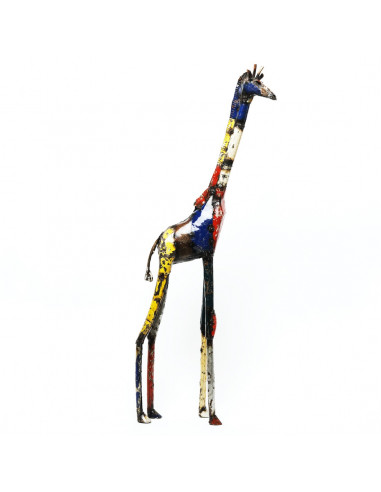 Girafe en métal recyclé - 55 cm-Animaux du monde