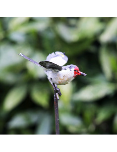 Tuteur Chardonneret Élégant ailes déployées en métal recyclé deco jardin 2