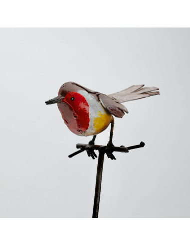 Tuteur Rouge-Gorge métal recyclé deco jardin