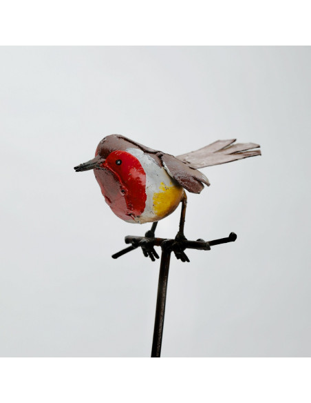 Tuteur Rouge-Gorge métal recyclé deco jardin