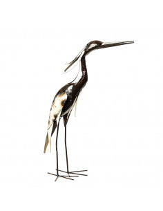 Héron blanc 70 cm en métal recyclé deco jardin