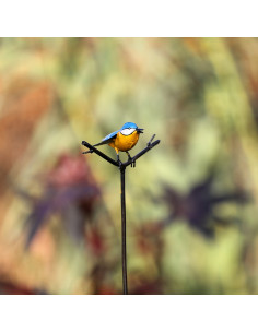 Tuteur Mésange bleue en métal recyclé deco jardin