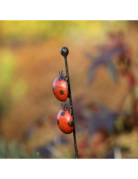 Tuteur 2 coccinelles en métal recyclé deco jardin