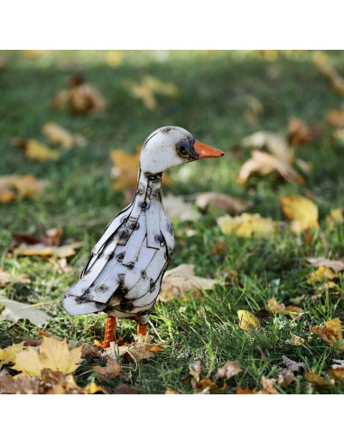 Oie blanche en métal recyclé petit modèle deco jardin