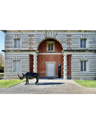 Rhino pièce unique en métal recyclé deco jardin