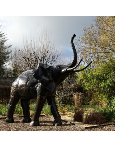 Eléphant pièce unique en métal recyclé deco jardin