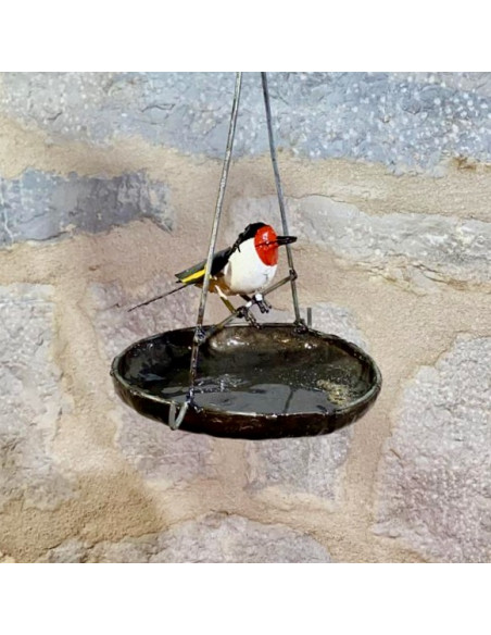 Suspension ronde avec chardonneret élégant - déco jardin-Mangeoire oiseaux à suspendre
