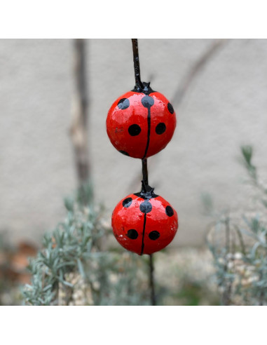 Tuteur 2 coccinelles en métal recyclé deco jardin