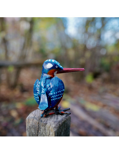 Martin Pêcheur mini en métal recyclé-Petits oiseaux