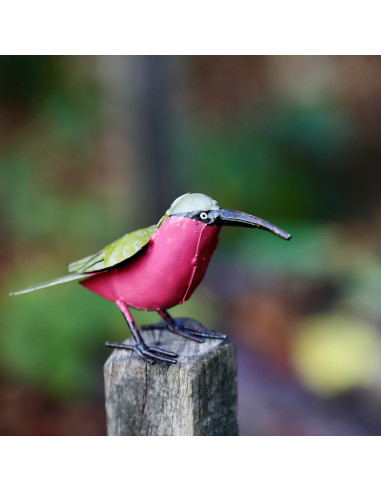 Guêpier d'Afrique en métal recyclé, déco jardin-Petits oiseaux