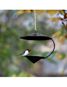Mangeoire conique Chardonneret Elégant en métal recyclé deco jardin 2