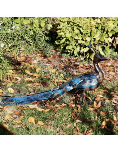 Paon bleu en métal recyclé-Basse-cour et animaux de la ferme