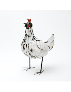 Poule blanche en métal - promo deco jardin