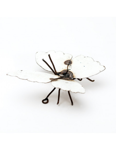 Papillon en métal recyclé - blanc deco jardin