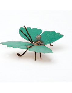 Papillon en métal recyclé - vert deco jardin