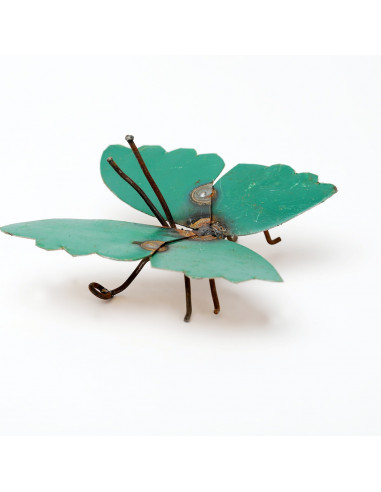 Papillon en métal recyclé - vert deco jardin