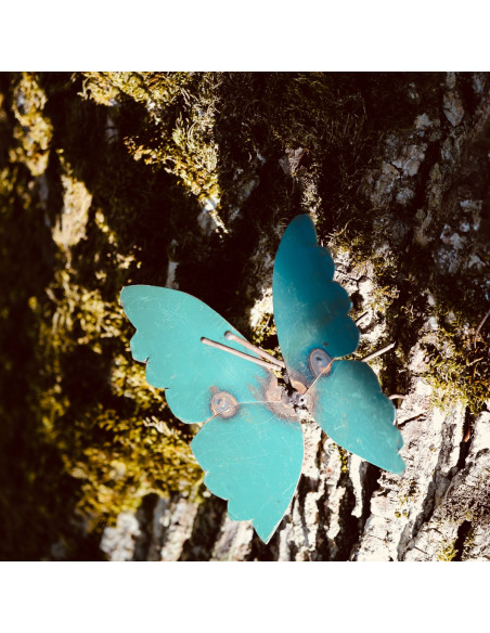 Papillon en métal recyclé - vert deco jardin