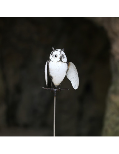 Tuteur Hibou blanc aux ailes déployées-Chouettes et hiboux