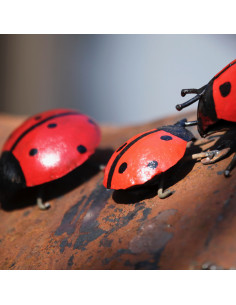 Coccinelle en métal recyclé peint deco jardin