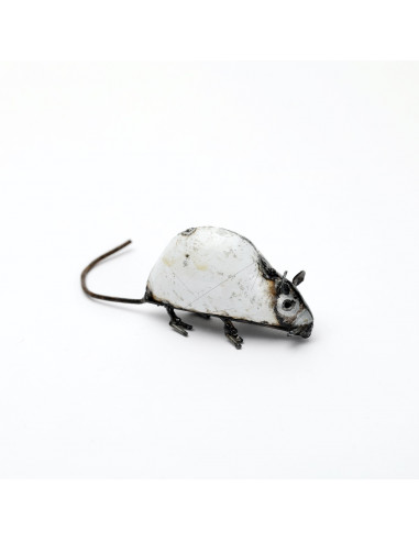 Souris blanche en métal recyclé deco jardin