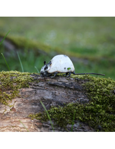 Souris blanche en métal recyclé deco jardin 2