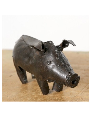 Cochon en métal recyclé brut-Basse-cour et animaux de la ferme