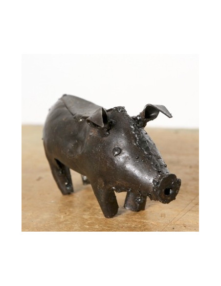 Cochon en métal recyclé brut deco jardin