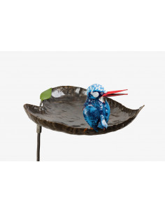 Tuteur mangeoire Martin pêcheur en métal recyclé deco jardin