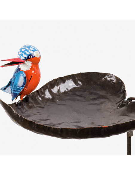 Tuteur mangeoire Martin pêcheur en métal recyclé deco jardin