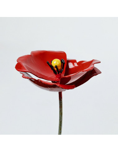 Fleur de coquelicot en métal grand modèle-Tuteurs fleurs