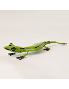 Lezard vert en métal recyclé deco jardin 2