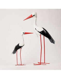 Cigogne peinte à la main en métal recyclé - 110 cm deco jardin 2